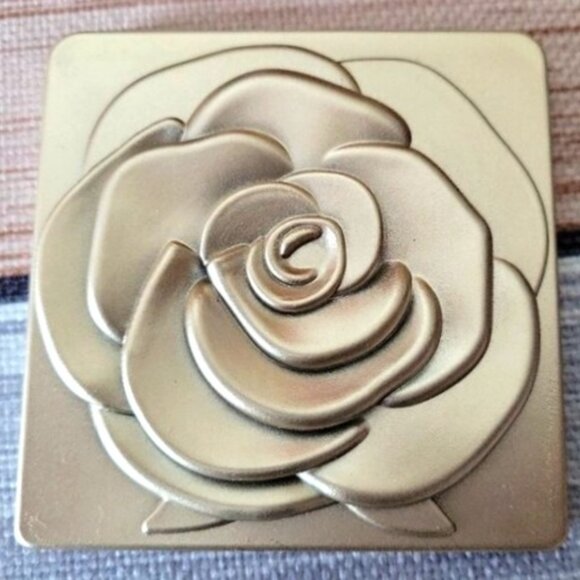 🌹Elegant Cosmetic Compact Makeup Mirror Gold Rose Blossom Normal & Magnifying - Picture 1 of 9